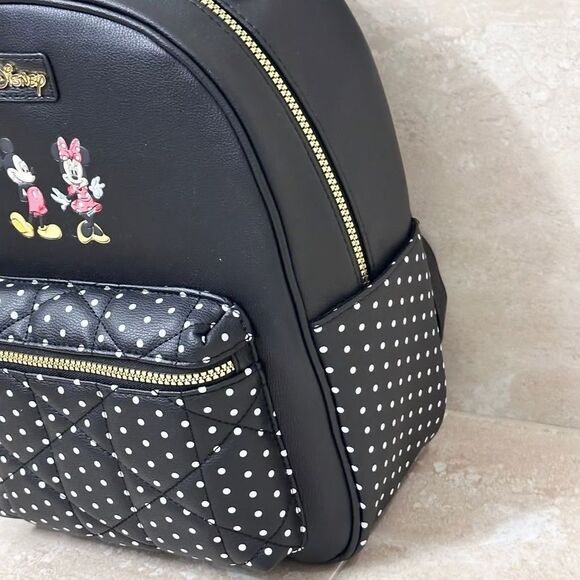 Disney Mickey Mouse & Minnie Mouse Faux Leather Backpack - Picture 2 of 5